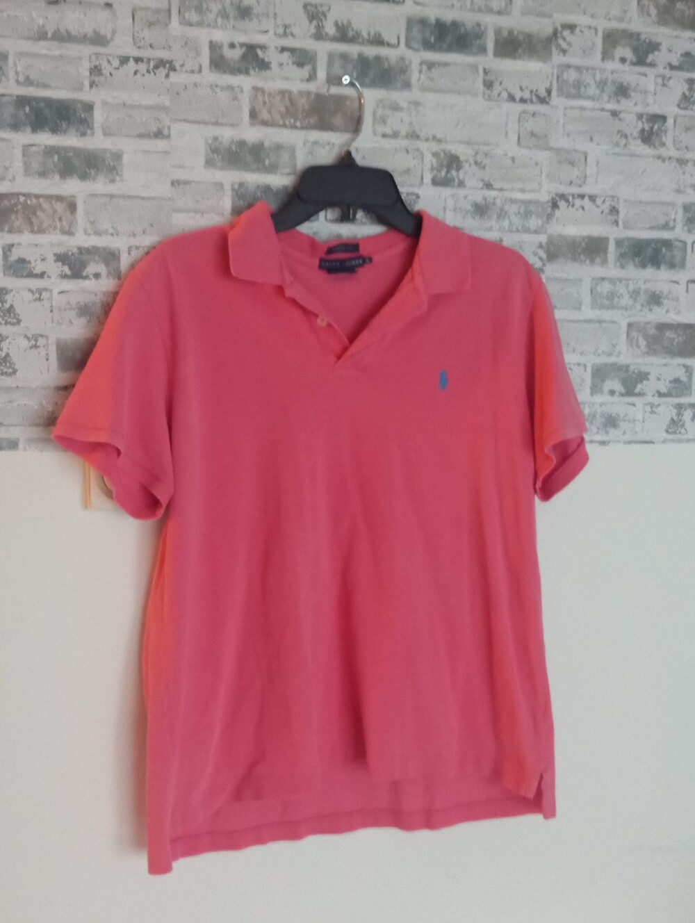 Pink  Polo Shirt with Blue Logo